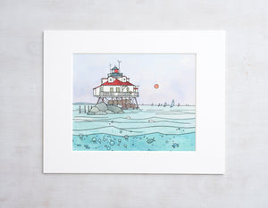 Thomas Point Lighthouse Chesapeake Bay Annapolis Lighthouse, Coastal Landscape Print, Maryland Art
