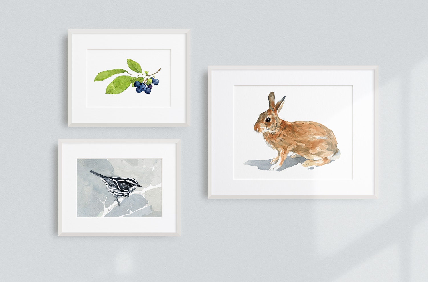 Black and White Warbler Watercolor Print, Small Bird Wall Art