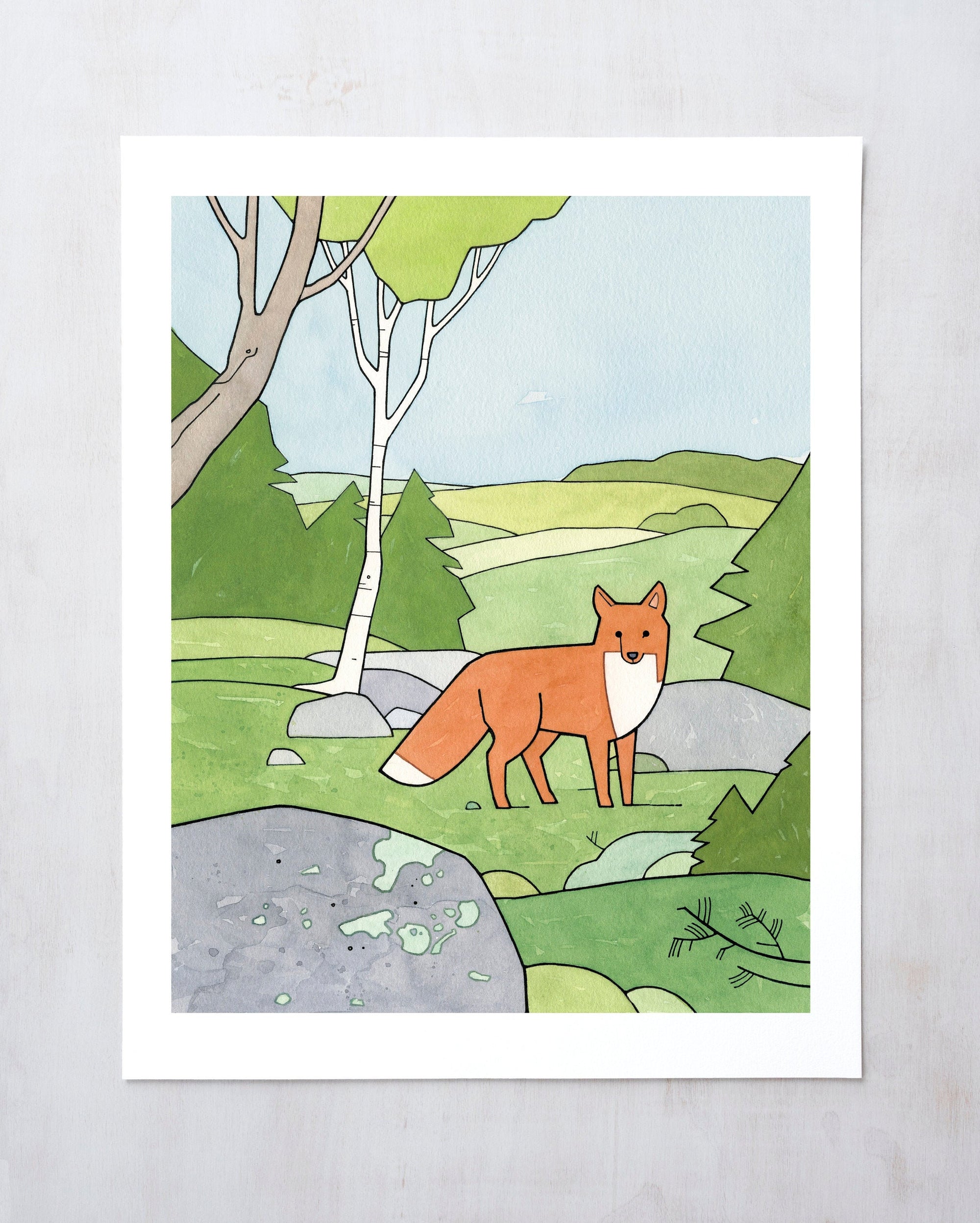 Red Fox Nursery Art Print, Woodland Kids Room