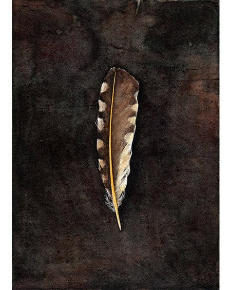 Northern Flicker Feather Print, Spotted Yellow Feather Watercolor