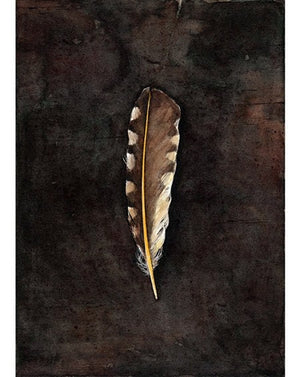 Northern Flicker Feather Print, Spotted Yellow Feather Watercolor