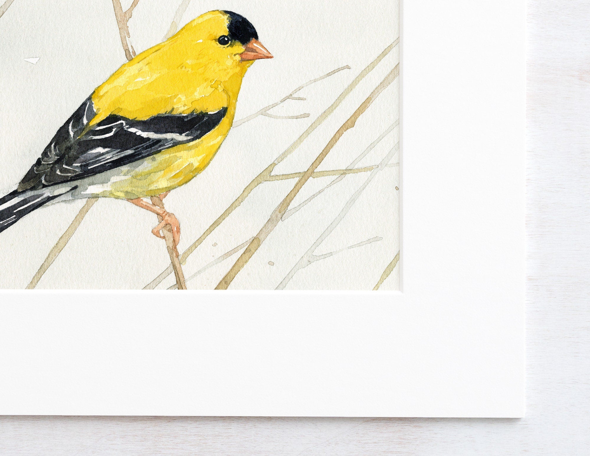 Goldfinch Print, Bird Watercolor Painting Wall Art, Bird Watcher Gift