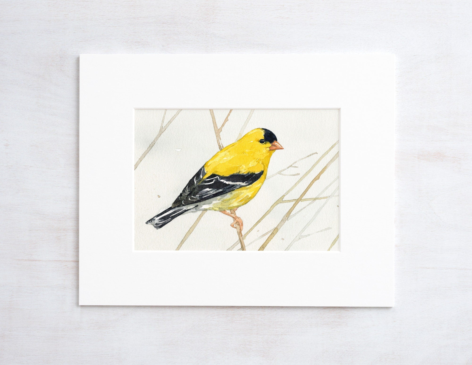 Goldfinch Print, Bird Watercolor Painting Wall Art, Bird Watcher Gift