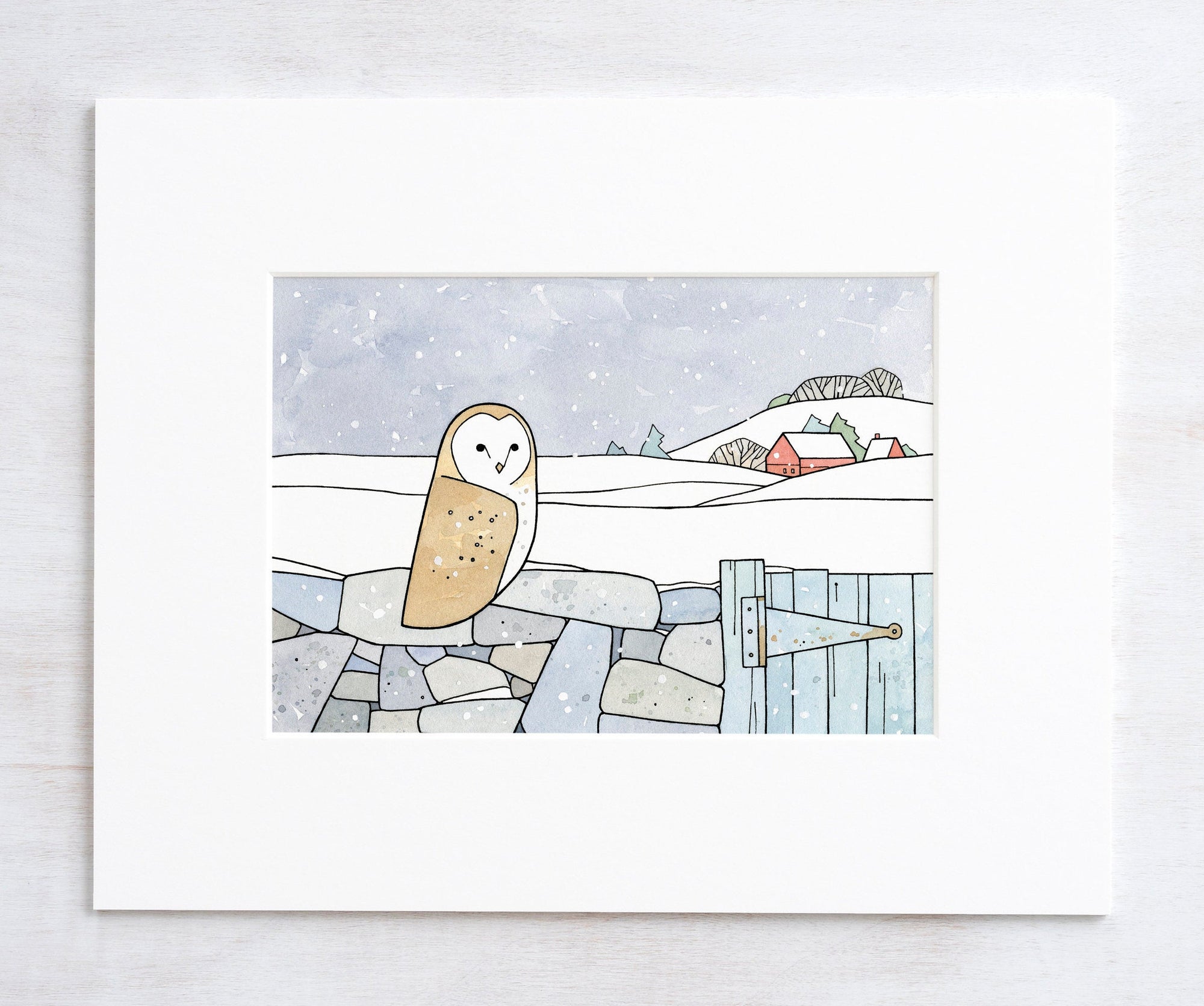 Barn Owl Winter Country Art Print