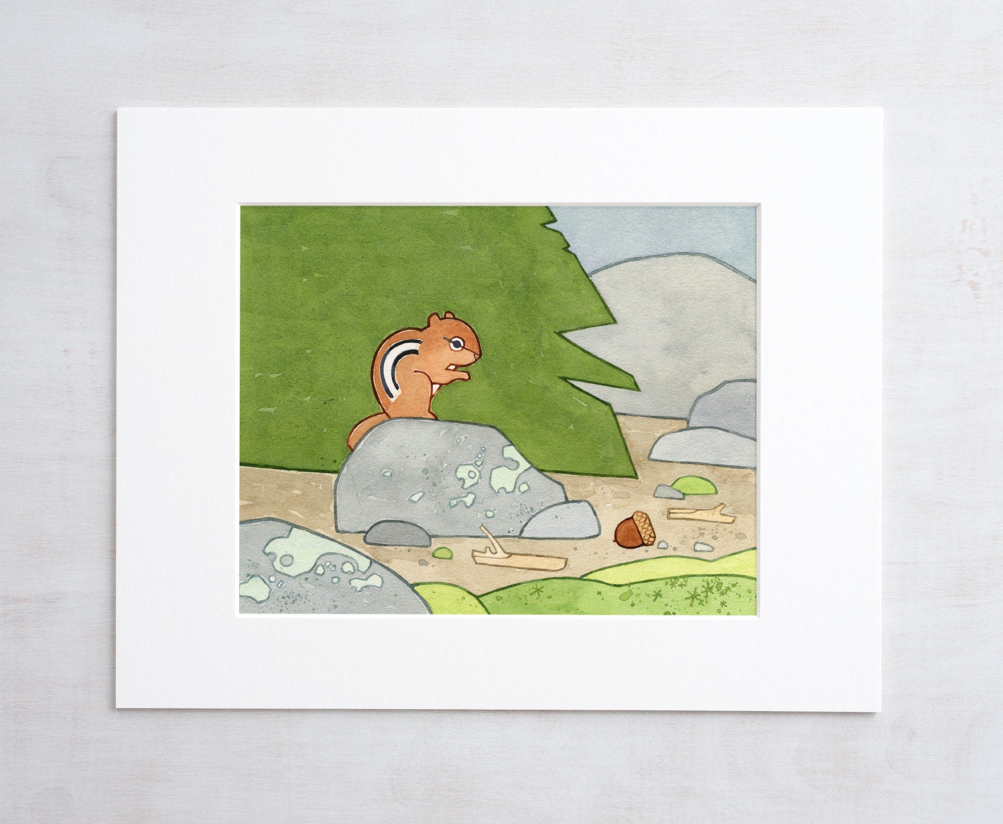 Chipmunk Woodland Print, Kids Room Art