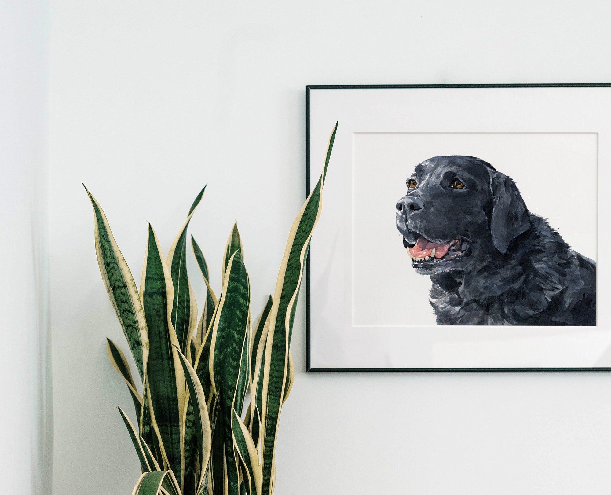 Black Lab Dog Art Print, Labrador Retriever Watercolor Painting, 8x10 Limited Edition
