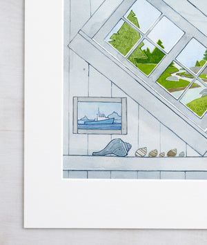 Witch Window Watercolor Art Print, Architectural Art Print