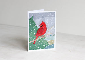 Cardinal Christmas Card Set, Watercolor Illustrated Bird Holiday Cards
