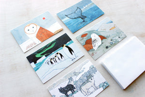 Mini Christmas Gift Tag Cards, Winter Animal Art Gift Cards