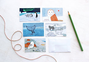 Mini Christmas Gift Tag Cards, Winter Animal Art Gift Cards