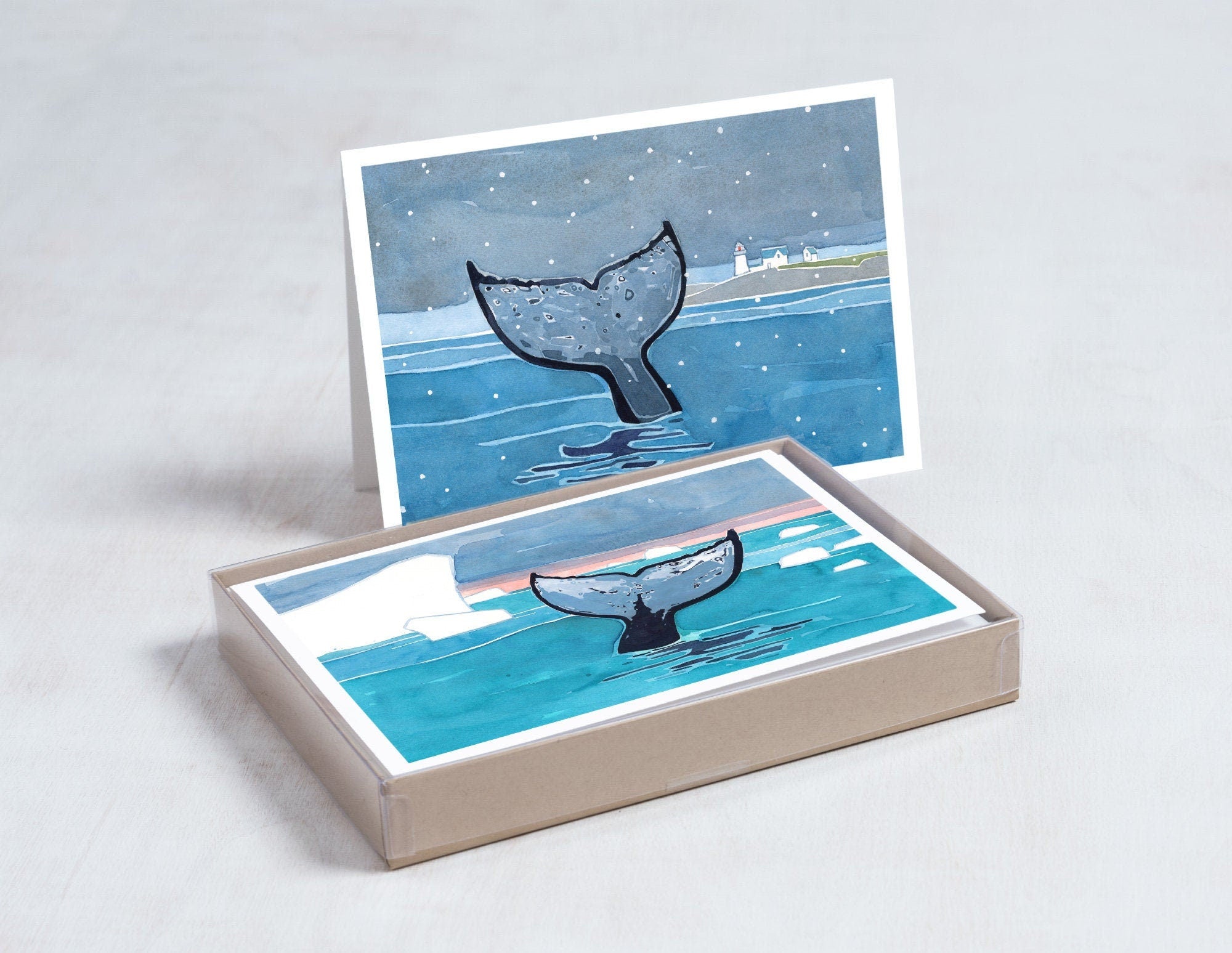 Whale Tails Holiday Card Set Mix, Nautical Christmas Cards