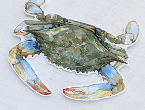 Blue Crab Sticker, Vinyl Crab Art Sticker, Maryland Crab