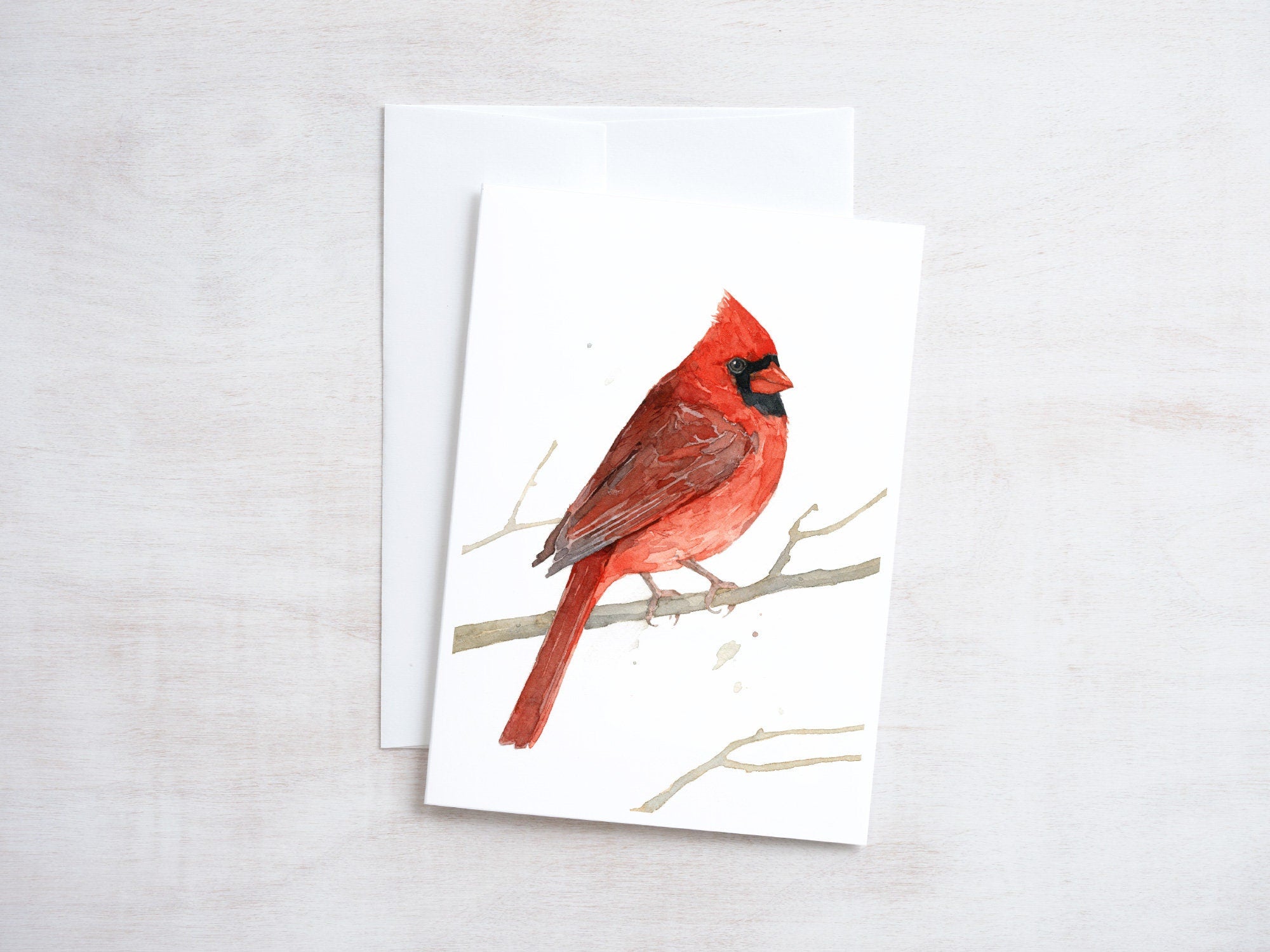 Cardinals Christmas Card Set, Winter Birds in Snow Holiday Stationery, Cardinal Watercolors