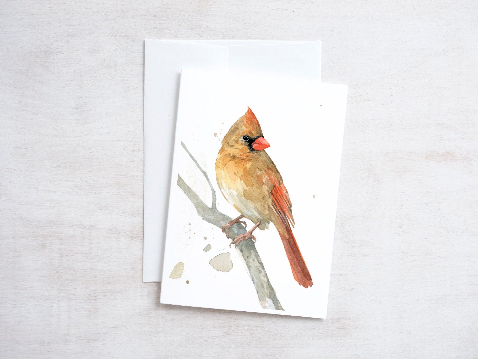 Cardinals Christmas Card Set, Winter Birds in Snow Holiday Stationery, Cardinal Watercolors