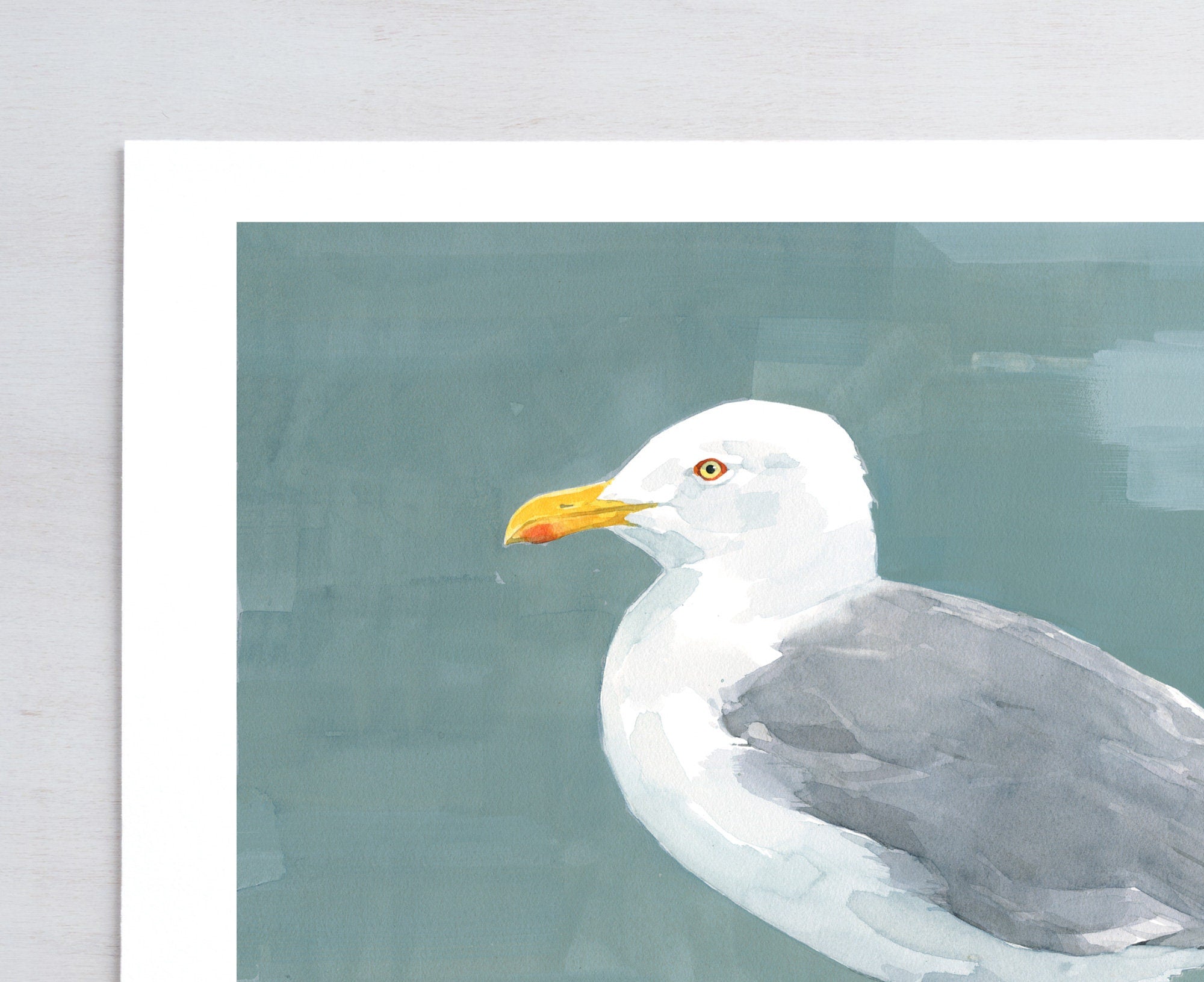 Herring Gull Beach Print, Large Seagull Nautical Bird Art