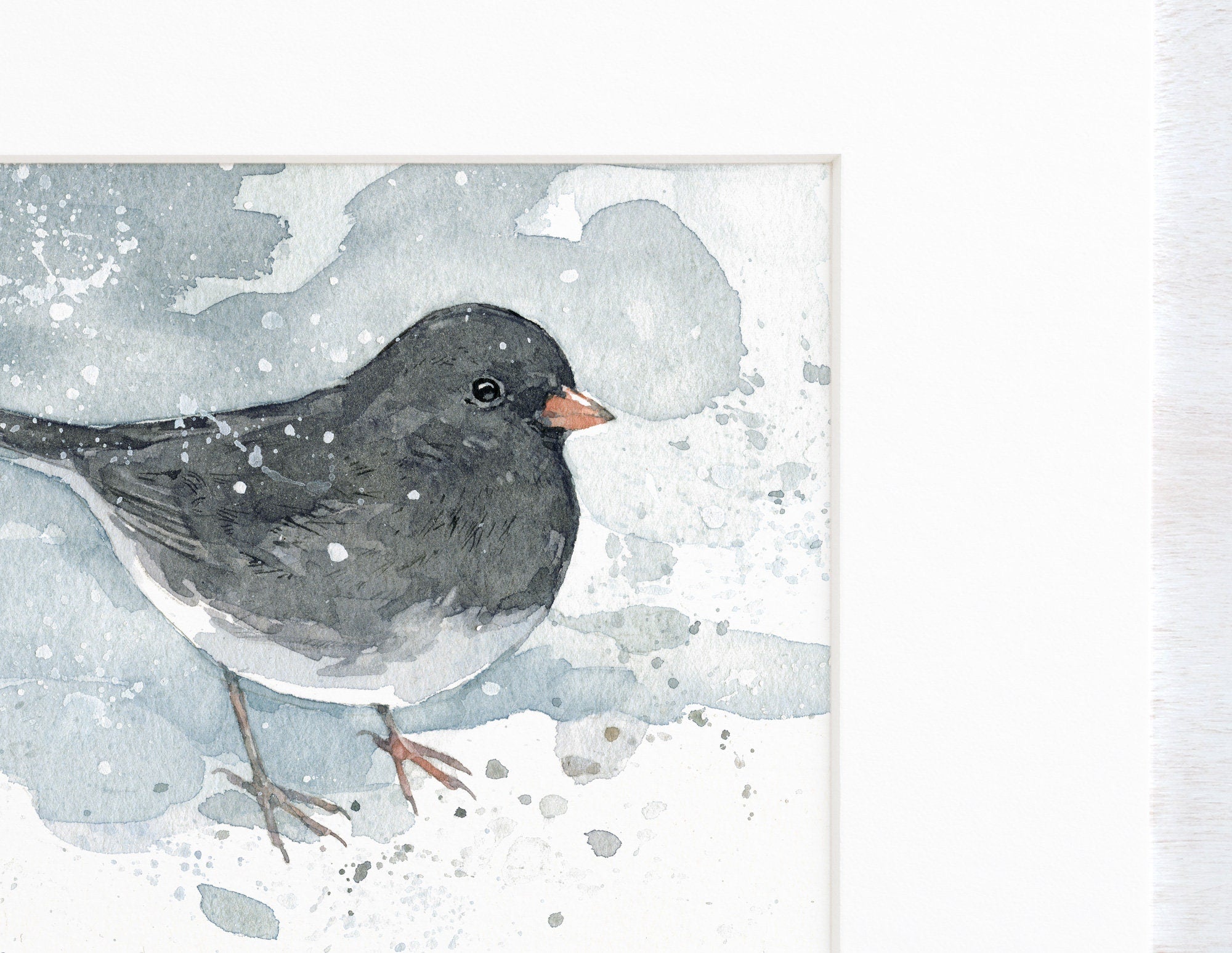 Junco Art Print, Winter Bird Watercolor Painting, Birdwatcher Gift