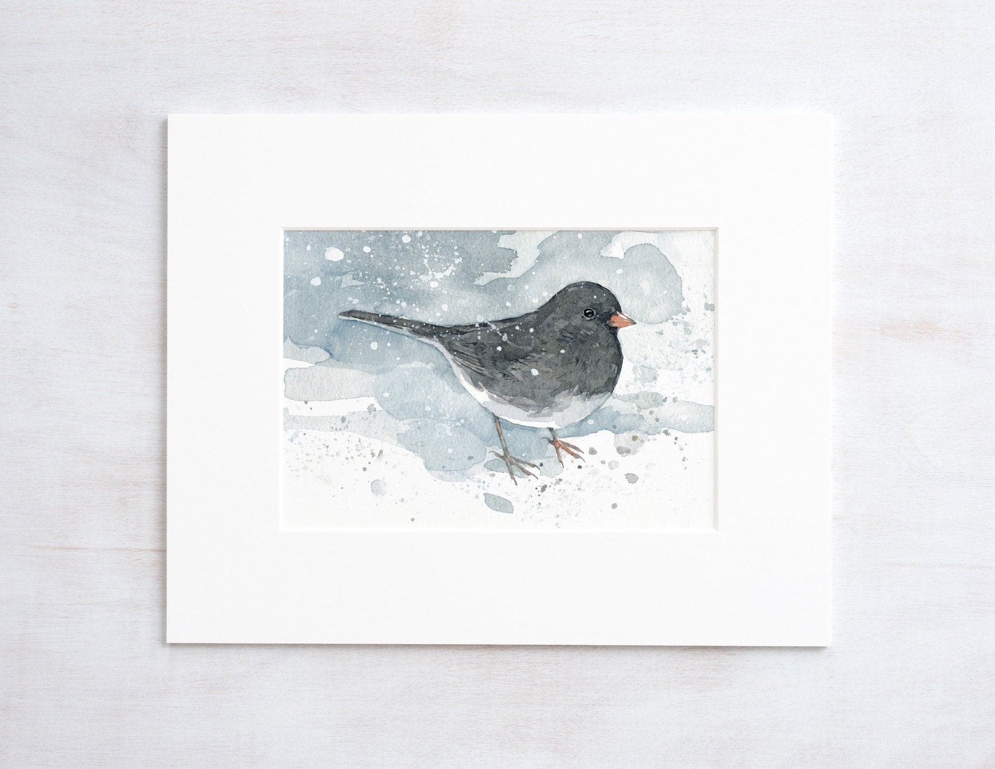 Junco Art Print, Winter Bird Watercolor Painting, Birdwatcher Gift
