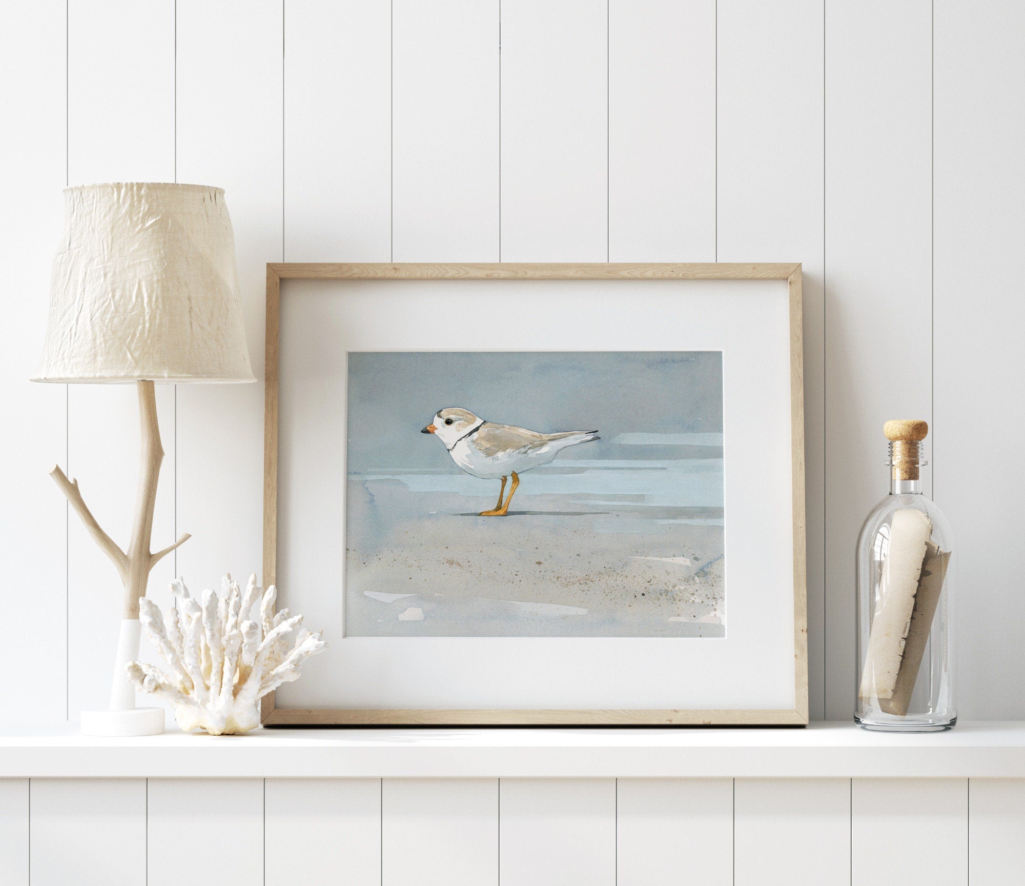 Piping Plover Beach Art Print, Coastal Decor Seashore Wall Art