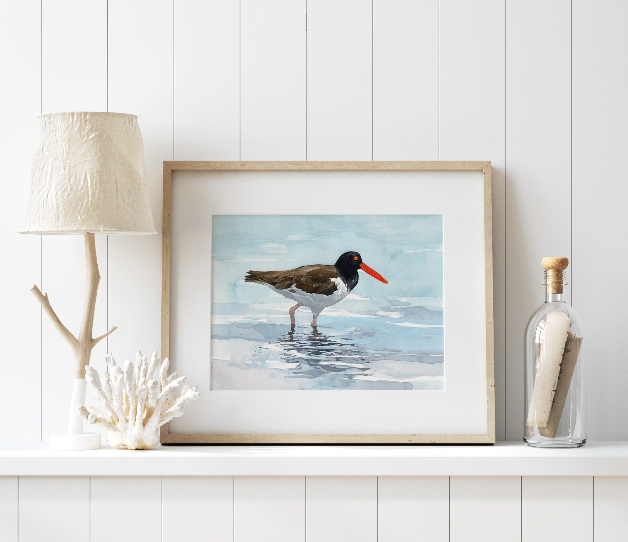 Oystercatcher, Print Beach Watercolor, Bird Wall Art, Coastal Bird Print