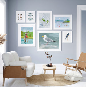 Herring Gull Beach Print, Large Seagull Nautical Bird Art