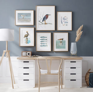 Clam Shells Watercolor Art Print, Coastal Wall Decor