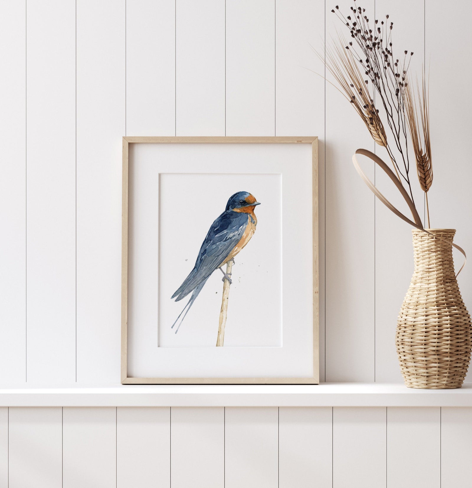 Barn Swallow Watercolor Print, Bird Painting
