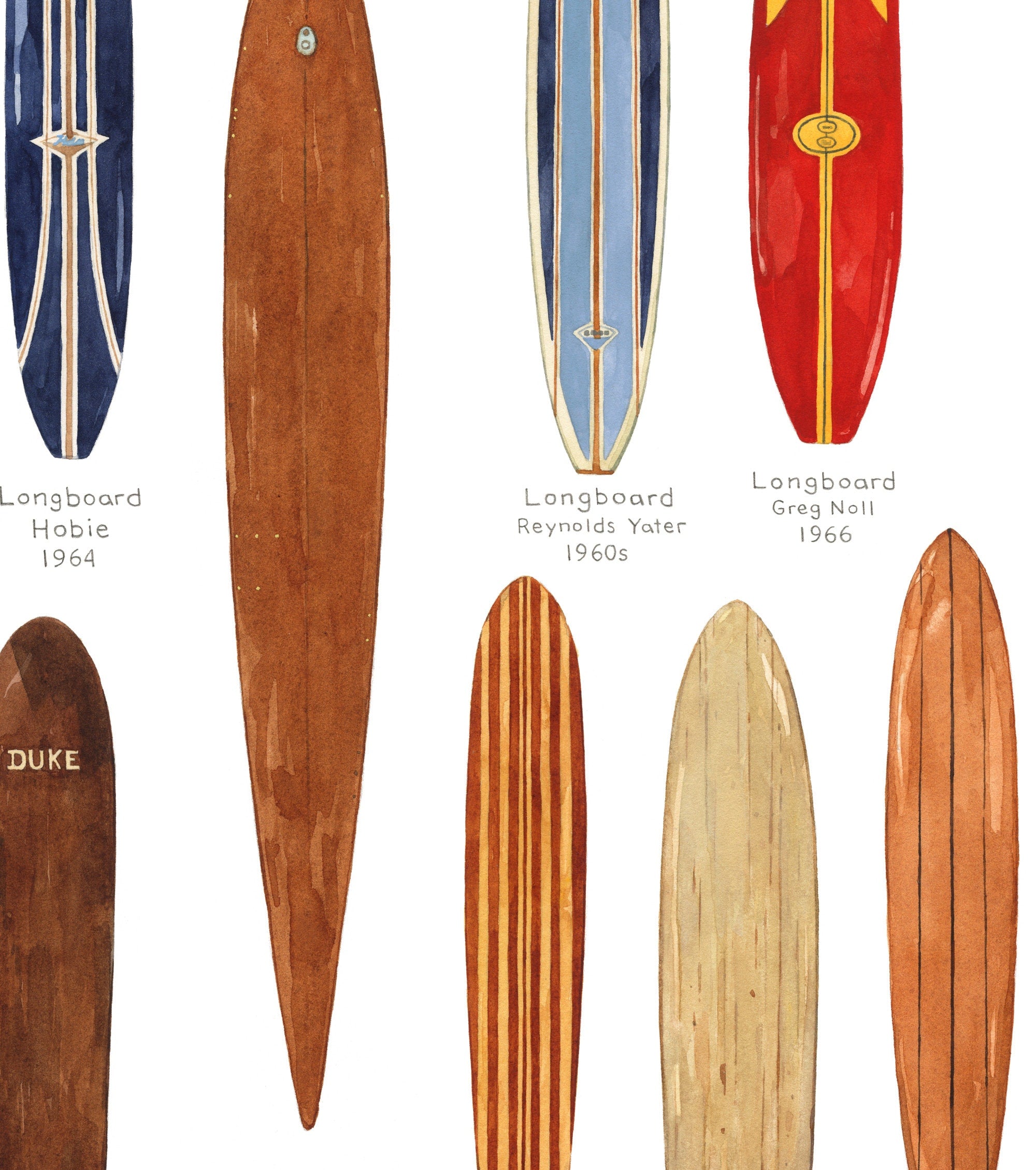 Surfboards Set of Two Prints, Surf Art