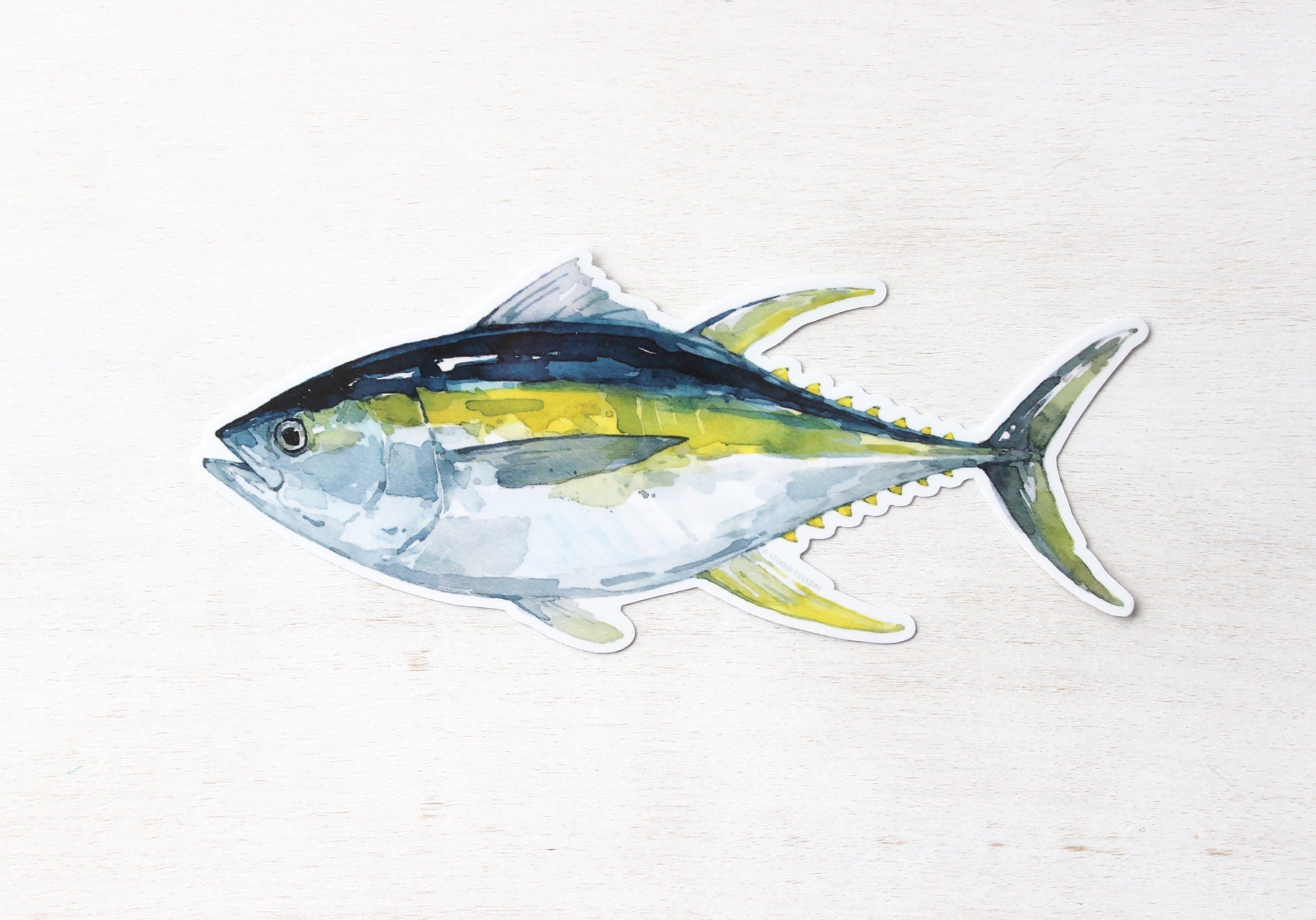 Yellow Fin Tuna, Ocean Animal Laptop Sticker, Waterproof Vinyl Art Sticker Decal