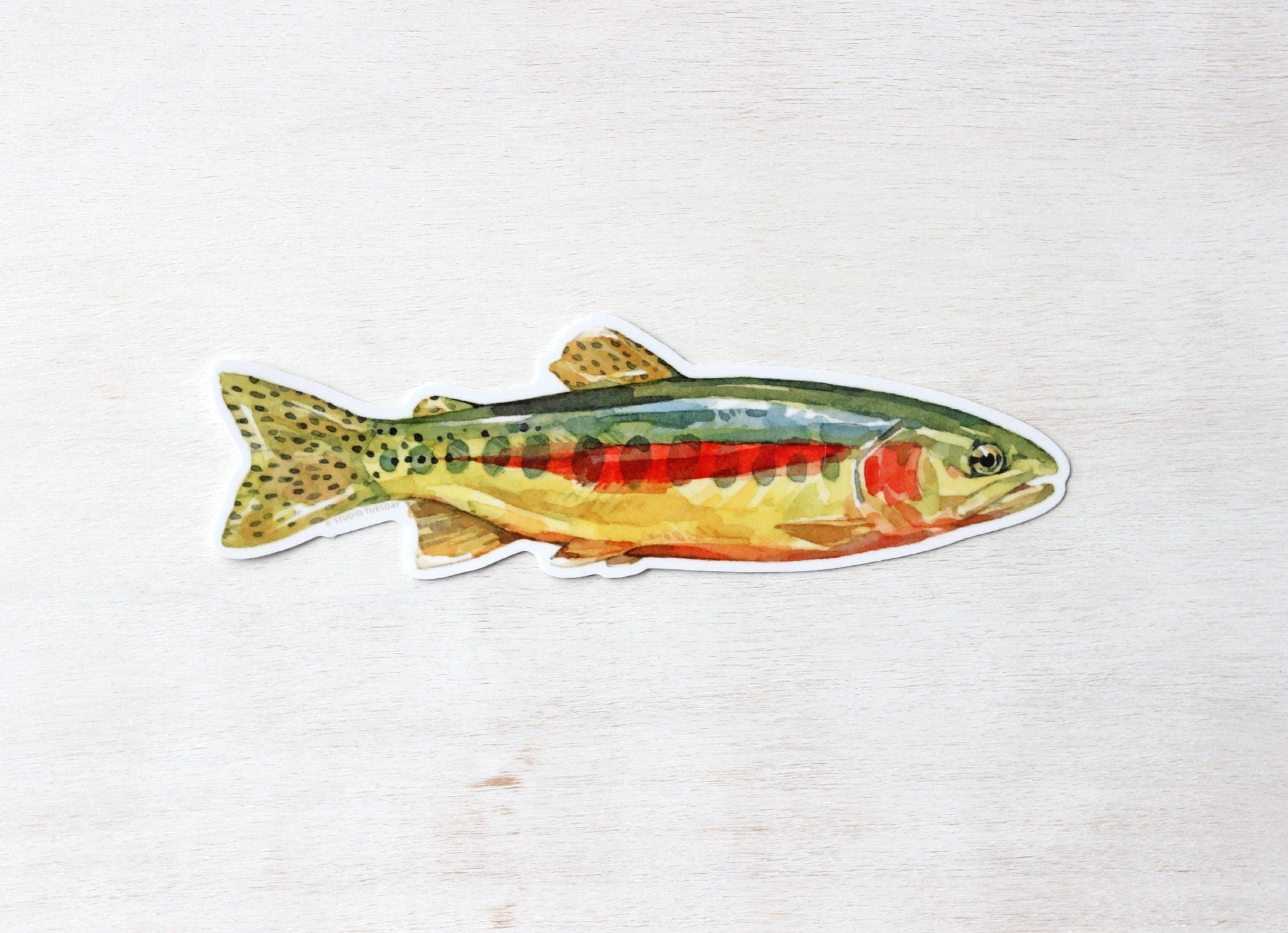 Golden Trout Sticker, Flyfishing Animal Laptop Sticker, Waterproof Vinyl Art Sticker Decal