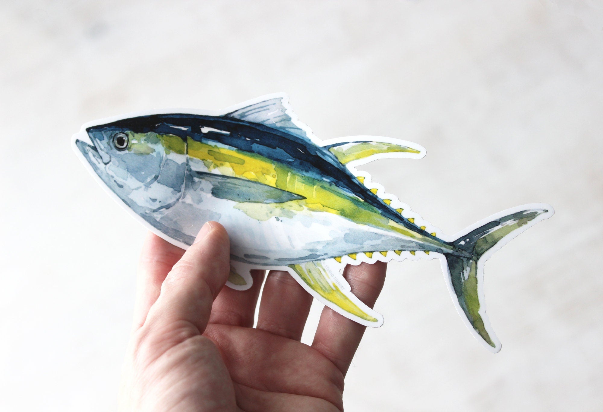 Yellow Fin Tuna, Ocean Animal Laptop Sticker, Waterproof Vinyl Art Sticker Decal