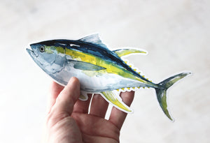 Yellow Fin Tuna, Ocean Animal Laptop Sticker, Waterproof Vinyl Art Sticker Decal