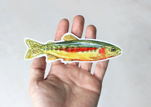 Golden Trout Sticker, Flyfishing Animal Laptop Sticker, Waterproof Vinyl Art Sticker Decal