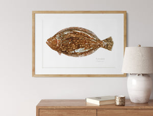 Flounder Watercolor Print, Nautical Fish Art, Coastal Fish Decor