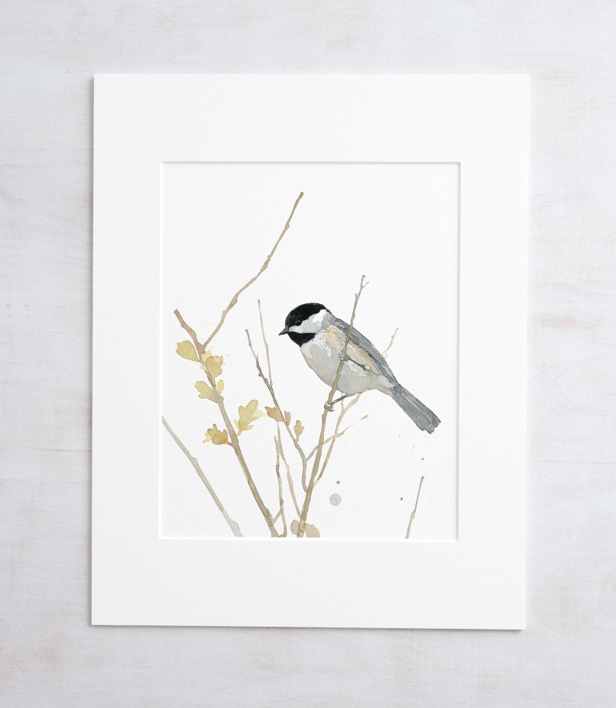 Chickadee Watercolor Print, Bird Painting