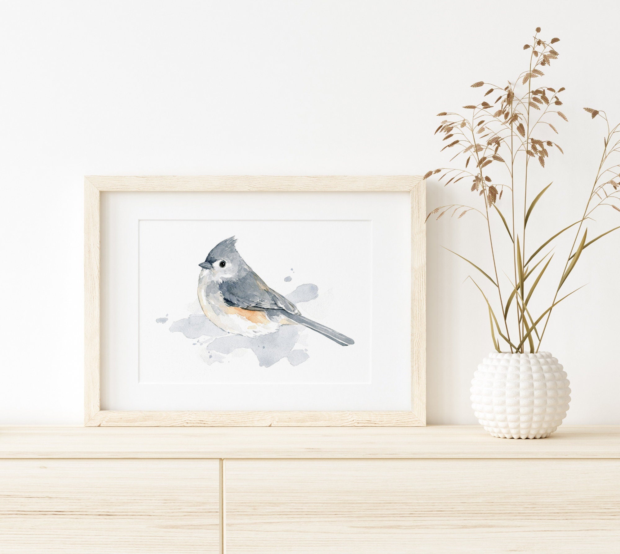 Tufted Titmouse Print, Bird Watercolor Painting, Bird Art