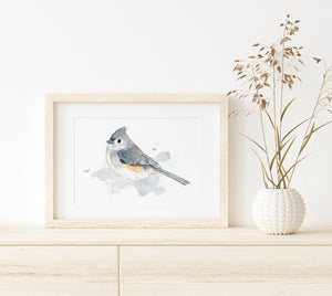 Tufted Titmouse Print, Bird Watercolor Painting, Bird Art