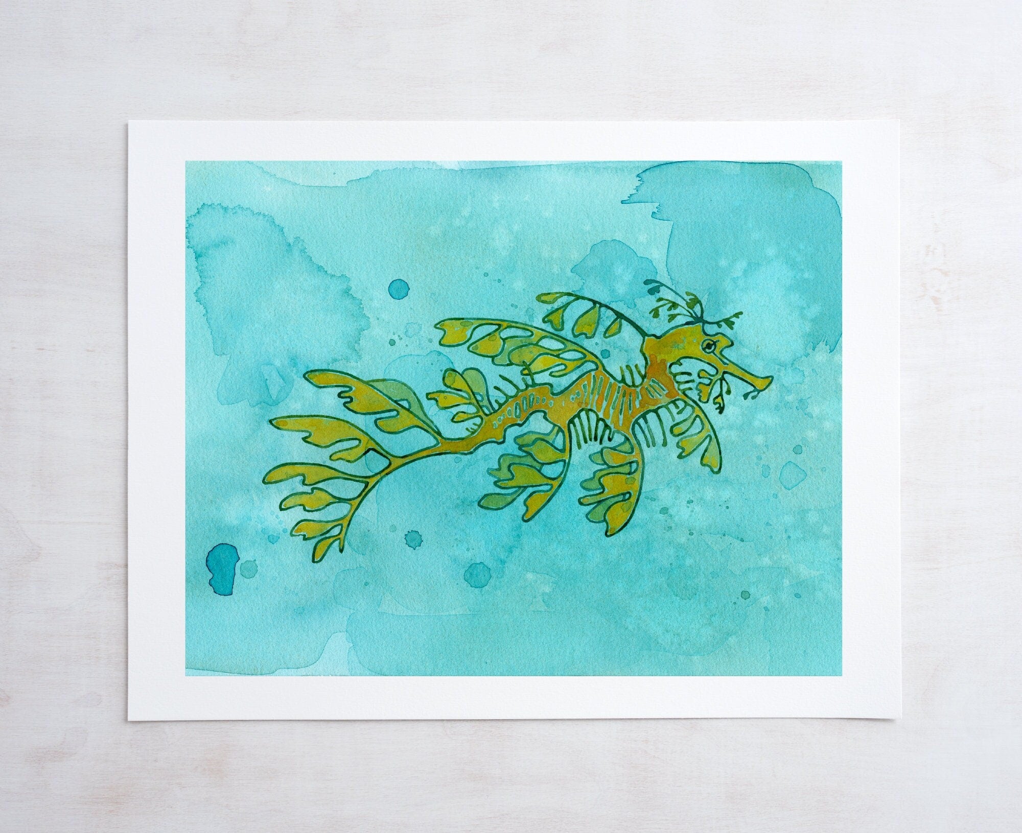 Leafy Sea Dragon Art Print, Ocean Nursery Animal Watercolor Illustration