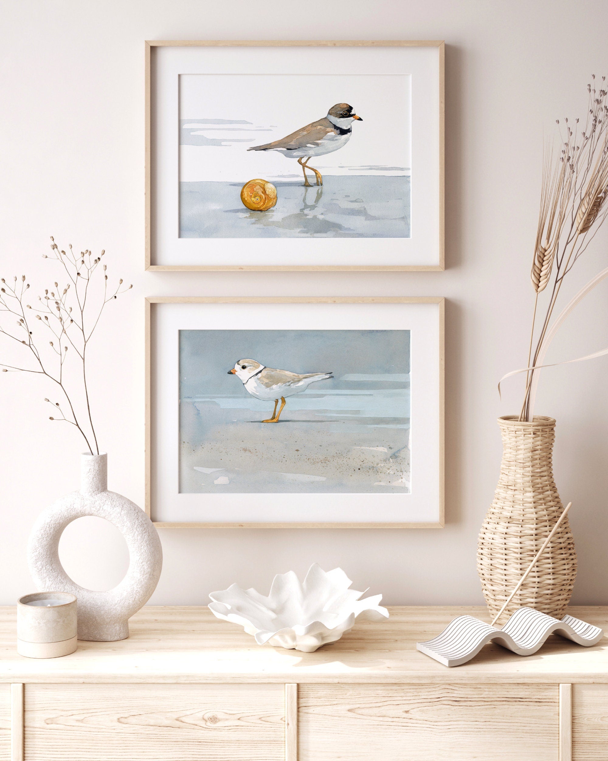 Piping Plover Beach Art Print, Coastal Decor Seashore Wall Art