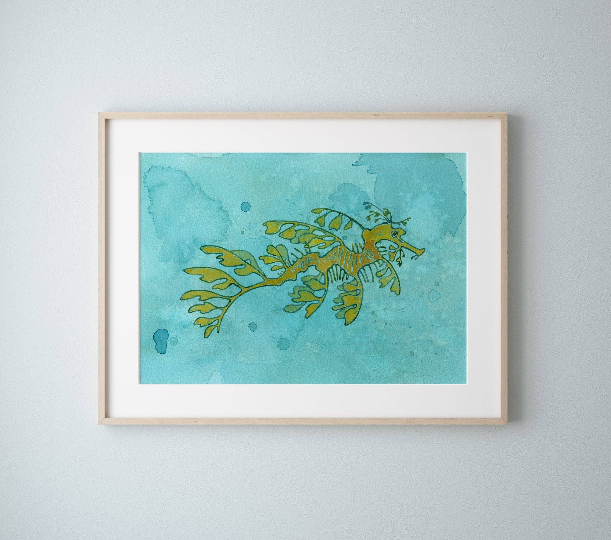Leafy Sea Dragon Art Print, Ocean Nursery Animal Watercolor Illustration