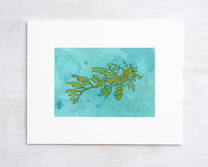 Leafy Sea Dragon Art Print, Ocean Nursery Animal Watercolor Illustration