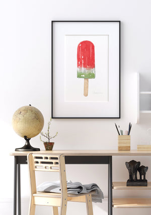 Watermelon Popsicle Watercolor Print