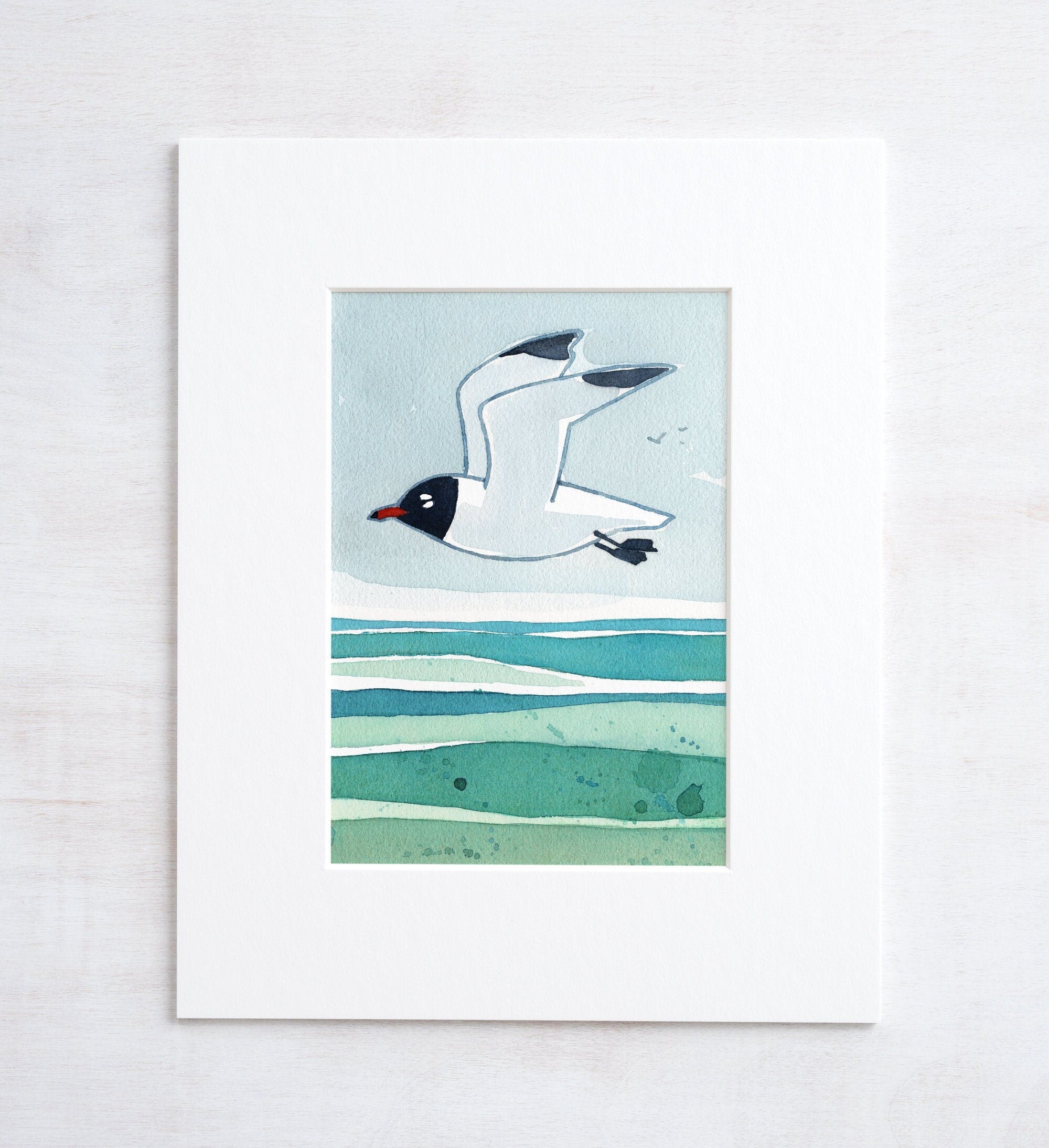 Laughing Gull Beach Art Print, Seashore Wall Art Ocean Decor