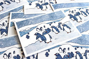 Gentoo Penguins Christmas Card Set, Snowy Holiday Animal Card Set