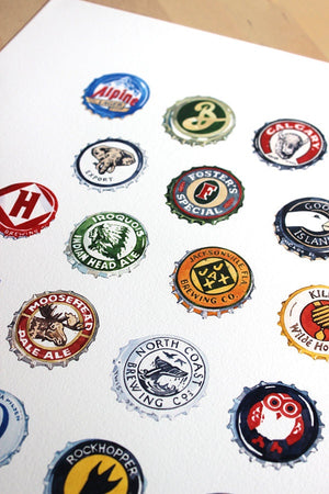 Bottlecaps Alphabet Art Print, Father's Day Gift, Beer Poster