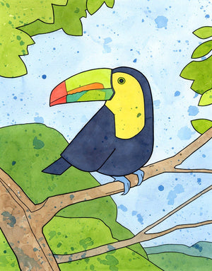 Toucan Bird Art Print, Kids Room Decor, Tropical Rainforest Nursery Wall Art