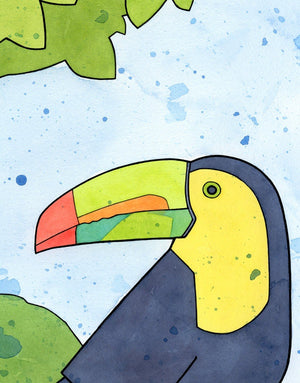 Toucan Bird Art Print, Kids Room Decor, Tropical Rainforest Nursery Wall Art