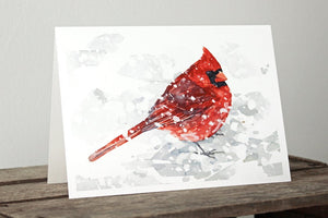 Holiday Card Set Winter Birds - 10 cards, Watercolor Winter Holiday Stationery, Cardinal, Chickadee, Sparrow, Sparrow