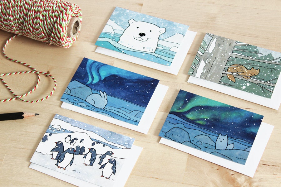 Mini Christmas Gift Tags, Cute Holiday Animal Gift Cards