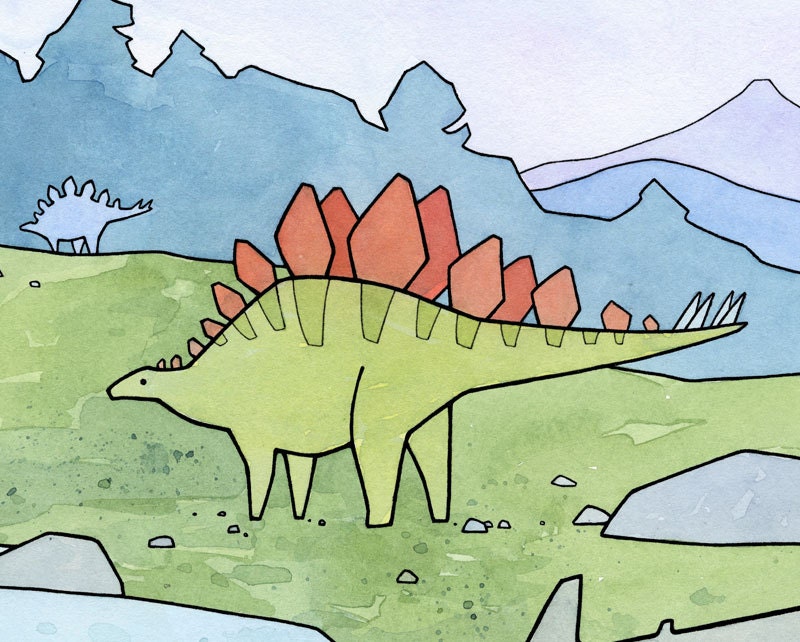 Stegosaurus Dinosaur Art Print, Dinosaur Kids Room Art