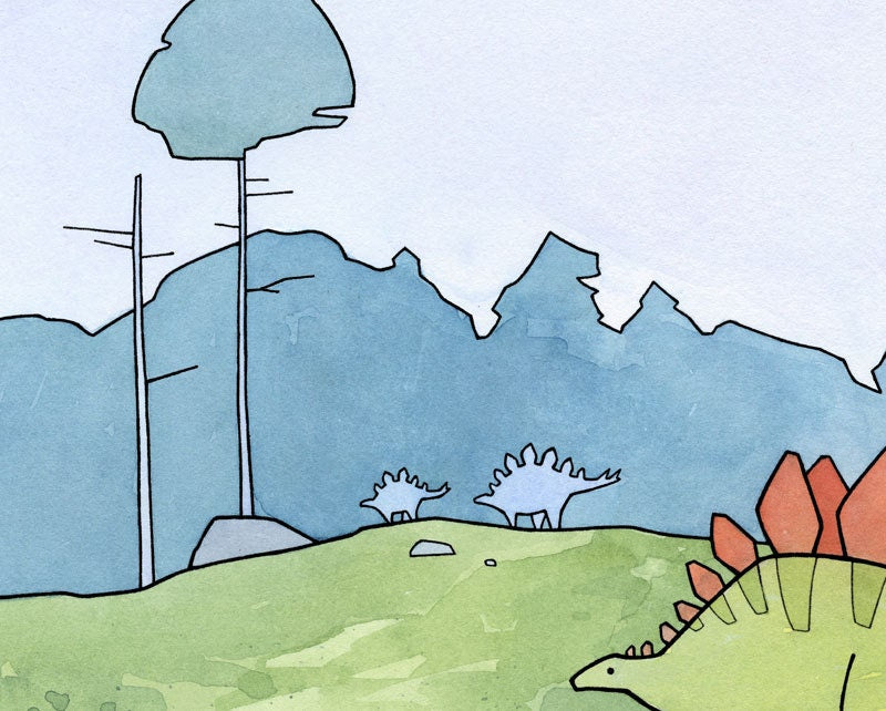 Stegosaurus Dinosaur Art Print, Dinosaur Kids Room Art